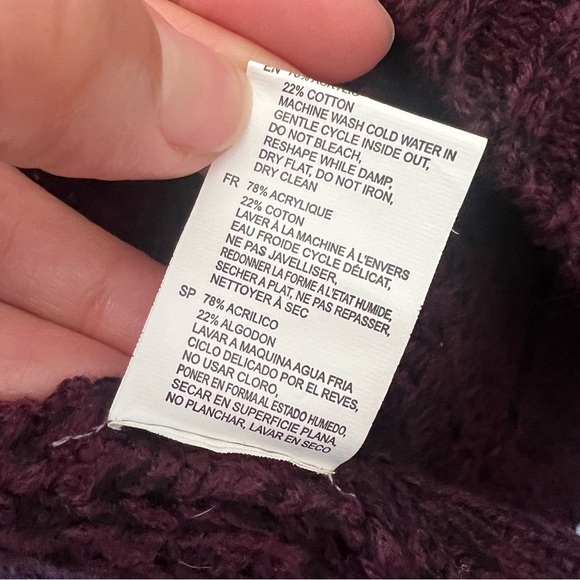 Rd style Chunky Knit Open Front Cardigan in Burgundy. Size S - Picture 6 of 8